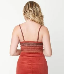 Blue Blush Sale Brick Red Ombre Sweater Crop Top & Cardigan Set