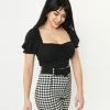 Unique Vintage Black Whimsy Crop Top