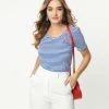 Lifestyle Group (UK) Ltd Blue & White Striped Knit Top Sale