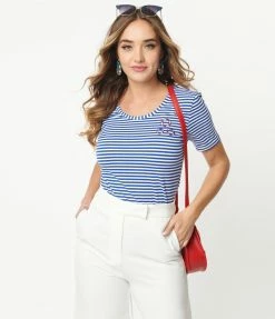 Lifestyle Group (UK) Ltd Blue & White Striped Knit Top Sale