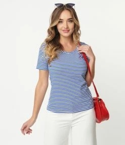 Lifestyle Group (UK) Ltd Blue & White Striped Knit Top Sale