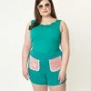 Sale Smak Parlour Plus Teal Sleeveless Scallop Charmed Top