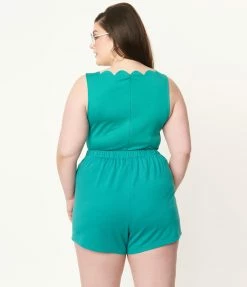 Sale Smak Parlour Plus Teal Sleeveless Scallop Charmed Top