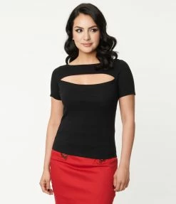 Lifestyle Group (UK) Ltd Clothing Black Cut Out Knit Top
