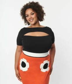 Lifestyle Group (UK) Ltd Clothing Plus Size Black Cut Out Knit Top