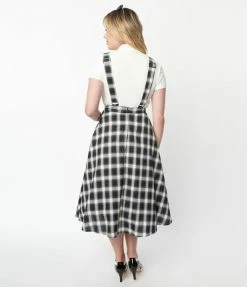 Lifestyle Group (UK) Ltd Black & White Plaid Pinafore Swing Skirt Sale