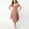 Lifestyle Group (UK) Ltd Sale Burgundy & White Plaid Swing Dress