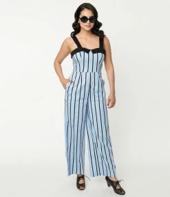 Lifestyle Group (UK) Ltd Blue & Black Striped Jumpsuit Sale
