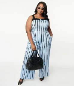 Lifestyle Group (UK) Ltd Plus Size Blue & Black Striped Jumpsuit