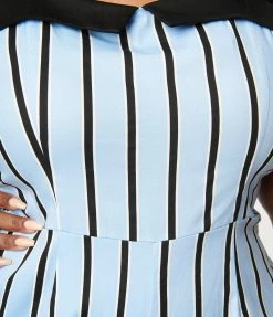 Lifestyle Group (UK) Ltd Plus Size Blue & Black Striped Jumpsuit