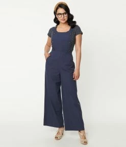 Lifestyle Group (UK) Ltd Navy Blue Wide Leg Overalls Sale