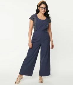 Lifestyle Group (UK) Ltd Navy Blue Wide Leg Overalls Sale