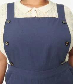 Lifestyle Group (UK) Ltd Plus Size Navy Blue Wide Leg Overalls