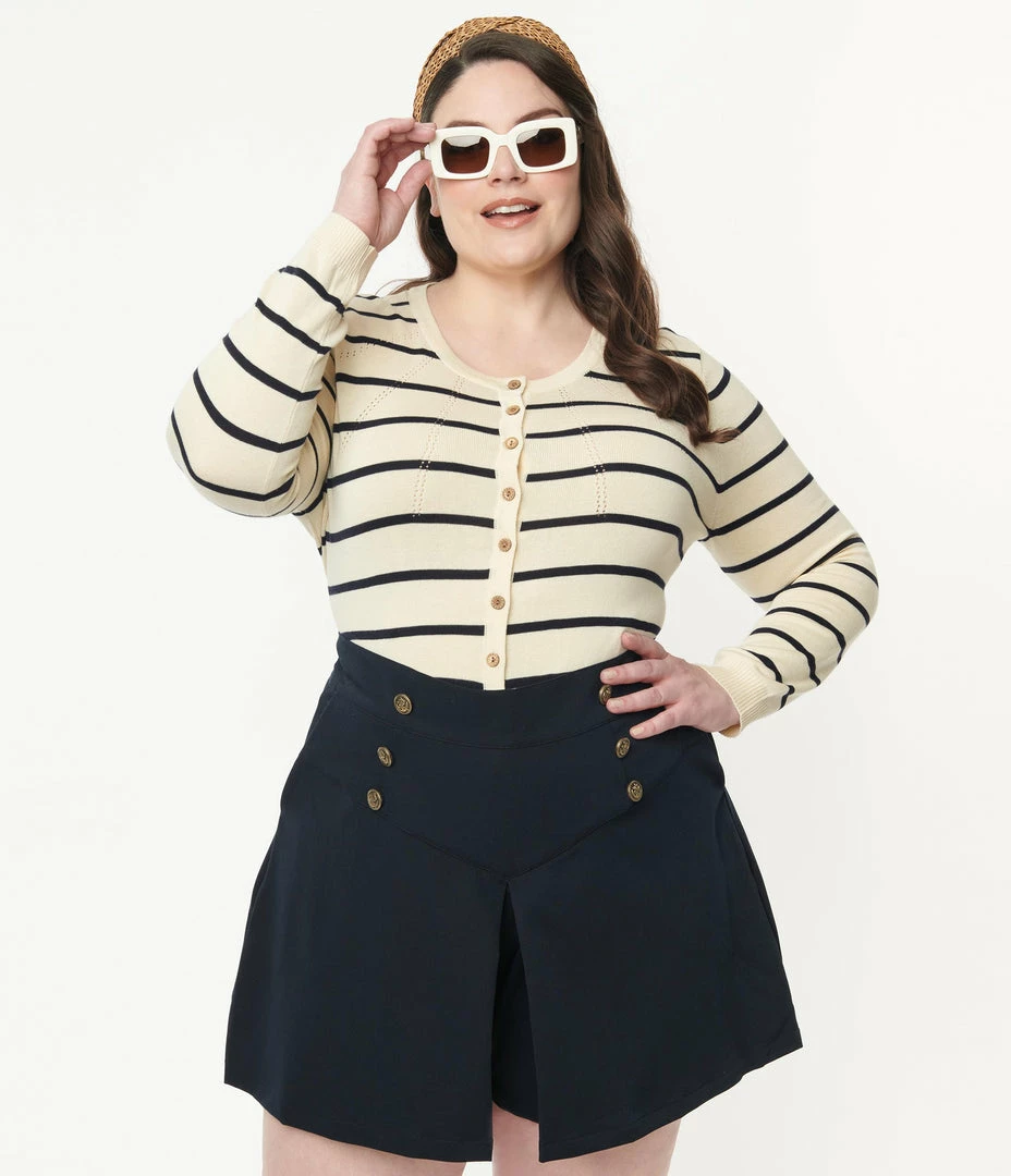 Lifestyle Group (UK) Ltd Plus Size Cream & Black Striped Cardigan
