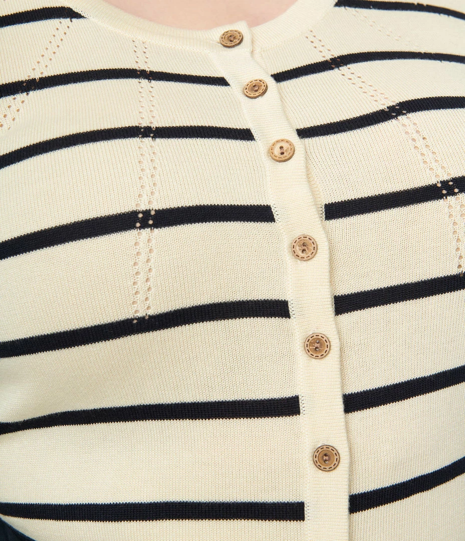 Lifestyle Group (UK) Ltd Plus Size Cream & Black Striped Cardigan
