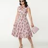 Lifestyle Group (UK) Ltd 1950s Lilac & Berry Print Swing Dress