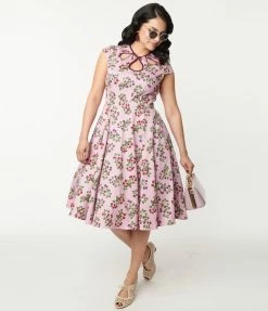 Lifestyle Group (UK) Ltd 1950s Lilac & Berry Print Swing Dress