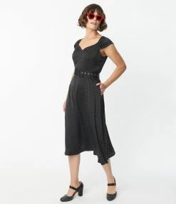 Lifestyle Group (UK) Ltd Sale 1950s Black & White Pin Dot Swing Dress