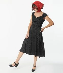 Lifestyle Group (UK) Ltd Sale 1950s Black & White Pin Dot Swing Dress