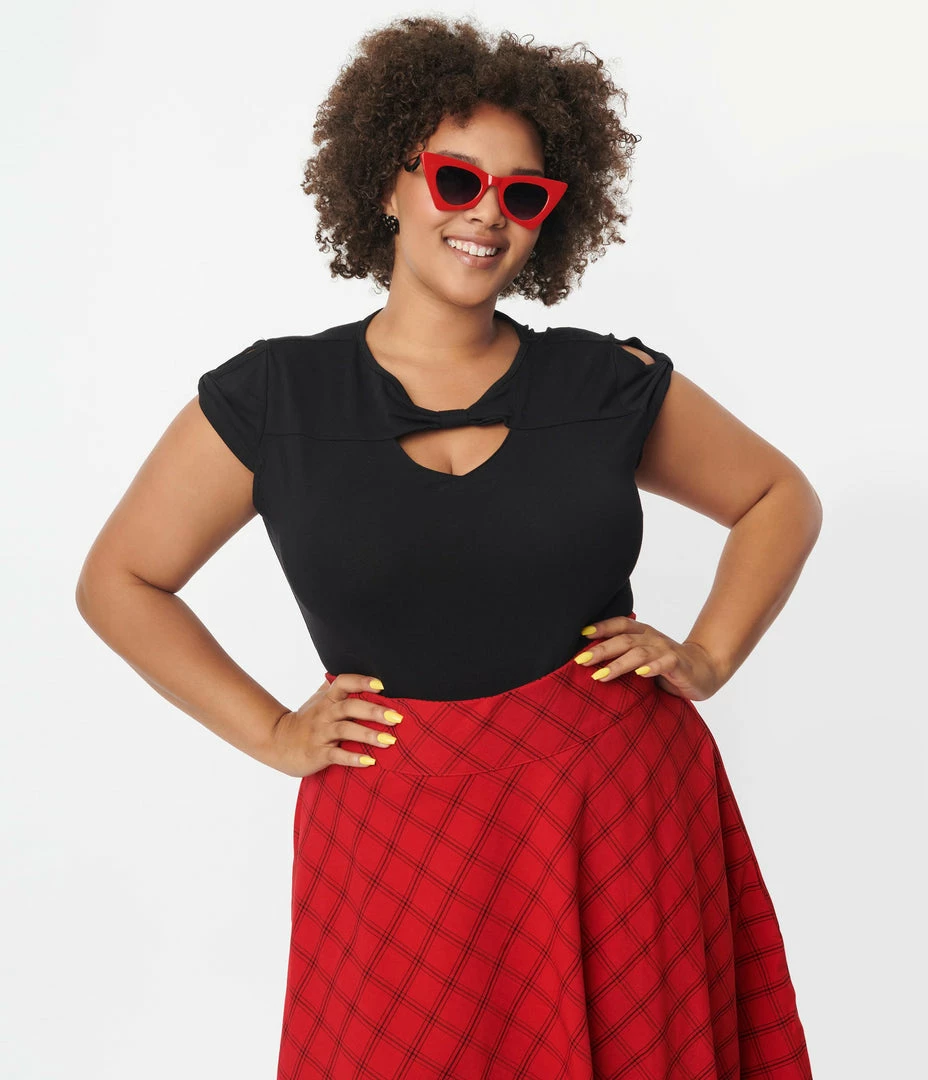 Lifestyle Group (UK) Ltd Clothing Plus Size Black Keyhole Knit Top