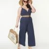 Lifestyle Group (UK) Ltd Plus Size Navy Blue V-Neck Jumpsuit