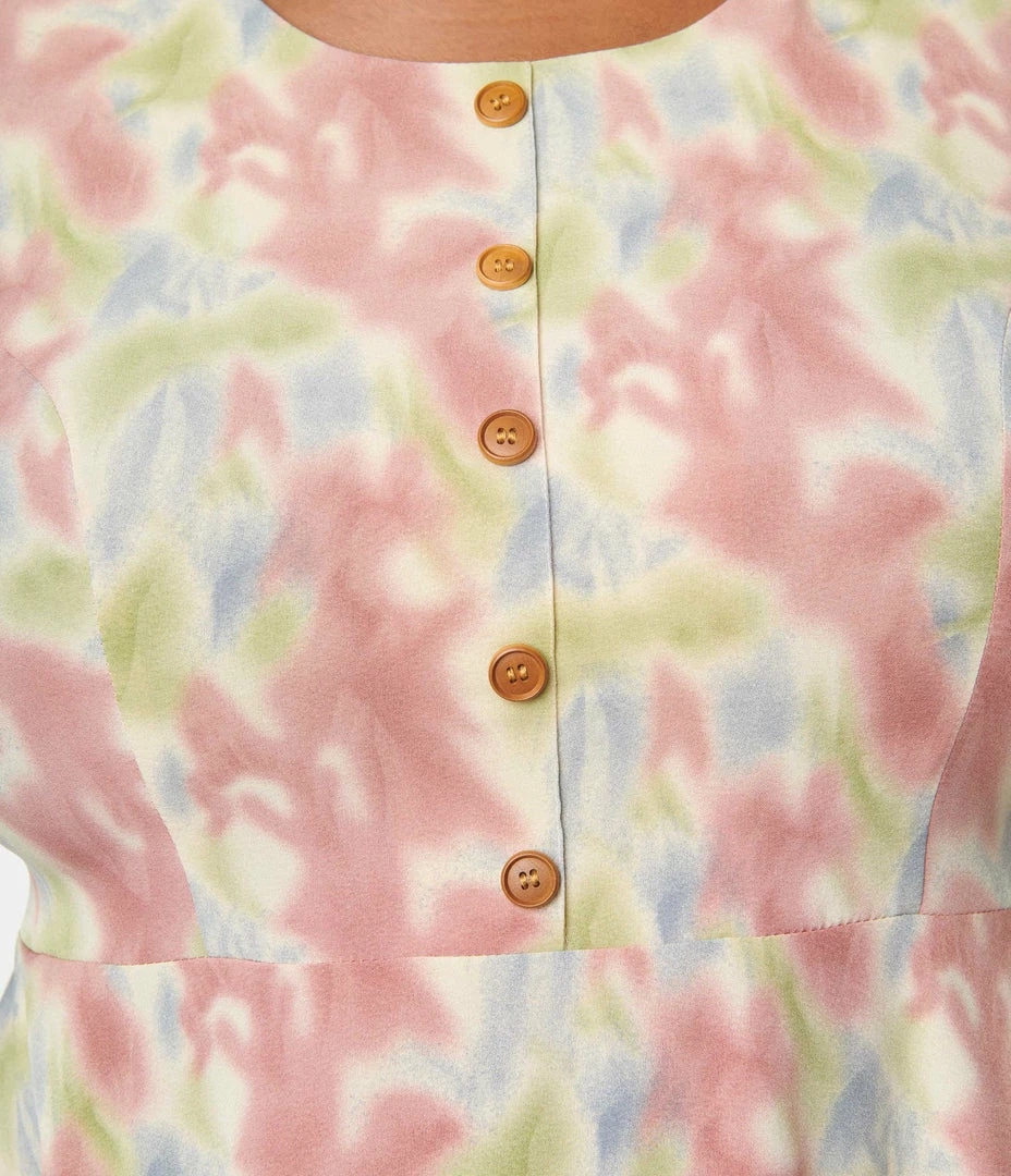 Lifestyle Group (UK) Ltd Plus Size Pink & Blue Watercolor Pattern Festival Midi Dress Sale