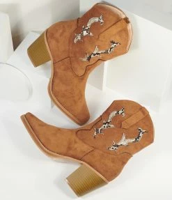 Joia Brown Suede Western Cowboy Boots