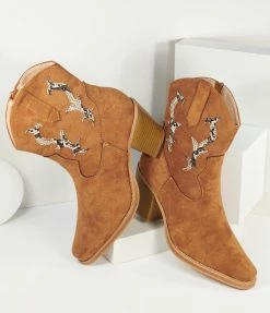 Joia Brown Suede Western Cowboy Boots