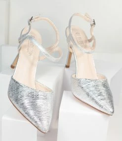 Joia Silver Pointed Toe Stiletto Heels