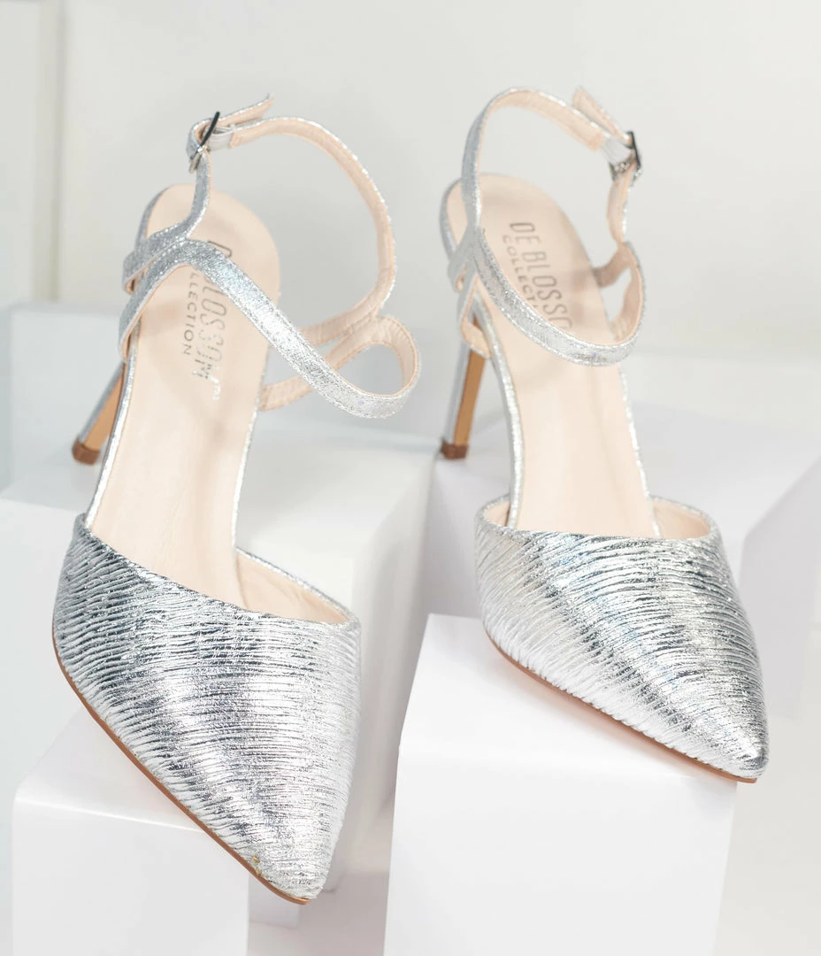 Joia Silver Pointed Toe Stiletto Heels