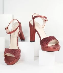 Joia Wine Peep Toe Platform Heels Heels & Wedges