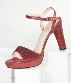 Joia Wine Peep Toe Platform Heels Heels & Wedges
