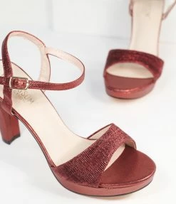 Joia Wine Peep Toe Platform Heels Heels & Wedges