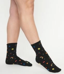 Joia Black Emoji Crew Socks