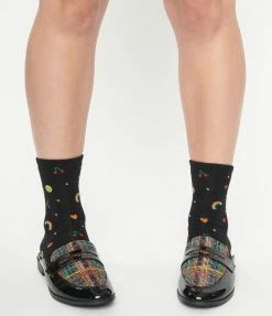 Joia Black Emoji Crew Socks