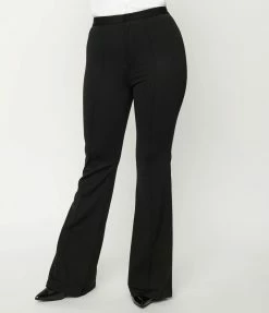 Flying Tomato Sale Black Front Pleat Flare Pants