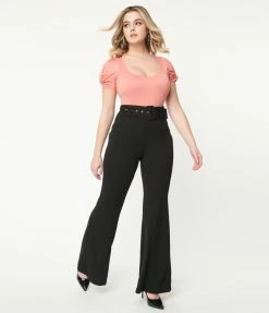 Flying Tomato Sale Black Belted Flare Pants
