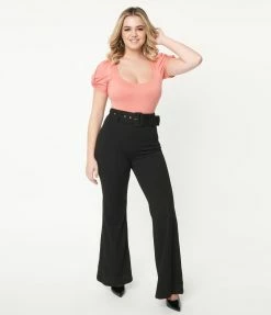 Flying Tomato Sale Black Belted Flare Pants