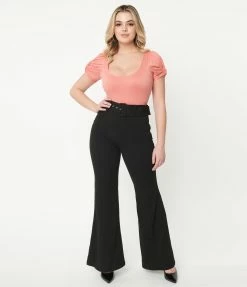 Flying Tomato Sale Black Belted Flare Pants