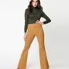 Flying Tomato Camel Brown Front Seam Flare Jeans