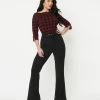 Quarter To Five Black Front Seam Flare Pants