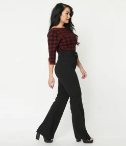 Quarter To Five Black Front Seam Flare Pants