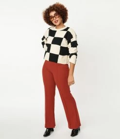 Lovesong Rust Red High Waist Flare Pants