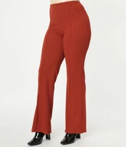 Lovesong Rust Red High Waist Flare Pants