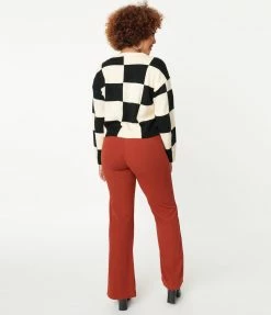 Lovesong Rust Red High Waist Flare Pants