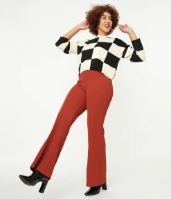 Lovesong Rust Red High Waist Flare Pants
