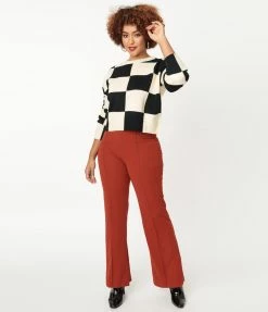 Lovesong Rust Red High Waist Flare Pants