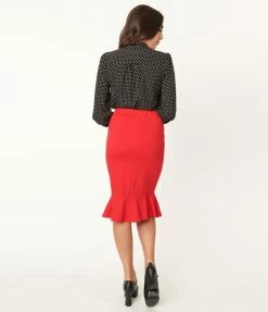 Tulip.B Sale Red Peplum Wiggle Skirt