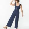 Lifestyle Group (UK) Ltd Navy Nautical Wide Leg Jumpsuit