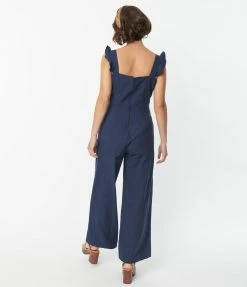 Lifestyle Group (UK) Ltd Navy Nautical Wide Leg Jumpsuit